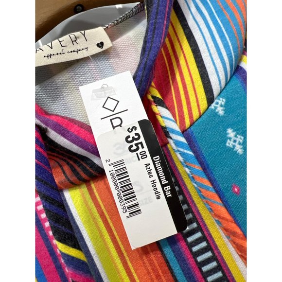 Avery Aztec Pattern Long Sleeve Hoodie Womens L Multicolor Polyester Blend NEW - Picture 4 of 6